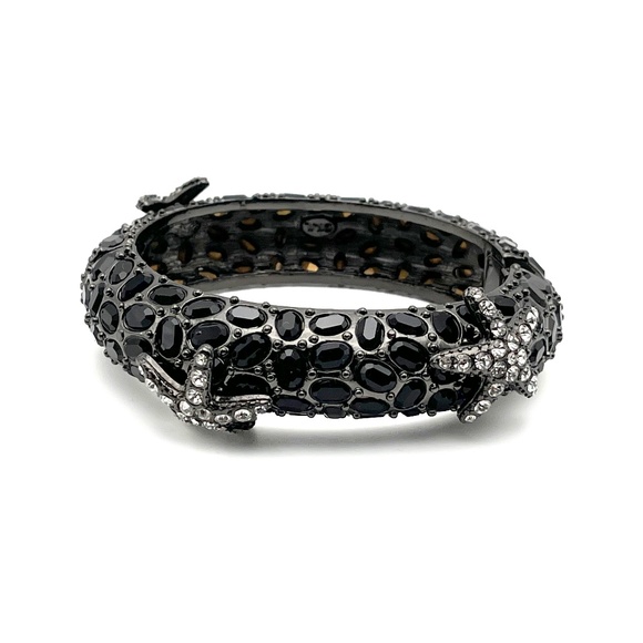 Kenneth Jay Lane Vintage 80's Black Neptune Bangle - Picture 2 of 3